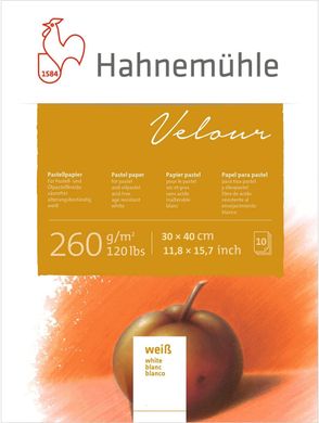Альбом-склейка для пастелі Velour, 30x40 см, 260 г/м², 10 аркушів, біла, Hahnemuhle