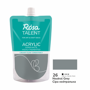 Акрилова фарба, сіра нейтральна, 26, 200 мл, ROSA Talent