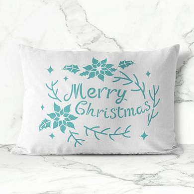 Трафарет многоразовый Merry Christmas с пуансеттией, №235, XL, 30х30 см, Fabrika Decoru