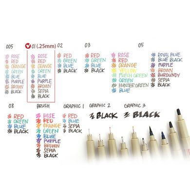 Набір лайнерів PIGMA Micron Black&Gold 003-12, brush, PN, Чорний, 12 штук, Sakura