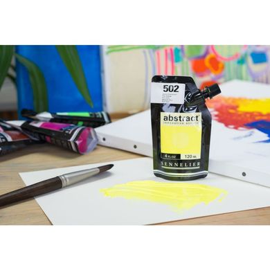 Краска акриловая Sennelier Abstract, Желтый флуоресцентный №502, 120 мл, дой-пак