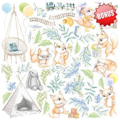 Набор бумаги для скрапбукинга Funny fox boy, 20x20 см, 200 г/м&sup2;, двусторонняя, 10 листов, Fabrika Decoru