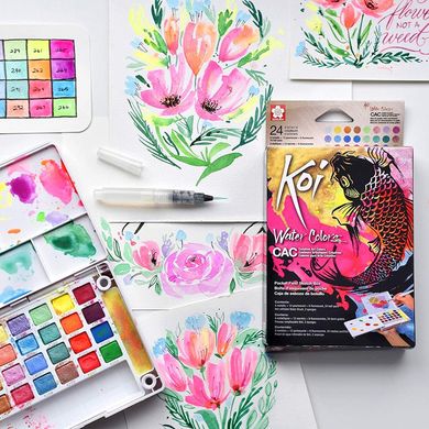 Набор акварели Koi Sketch Box Creative Art Colors, 24 цвета, Sakura