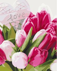 Картина по номерам Розовые тюльпаны с любовью, 40x50 см, Brushme