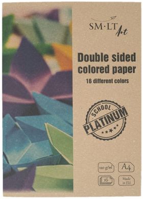 Цветная бумага Platinum А4, 120/м2, 16 листов, двусторонняя, Smiltainis