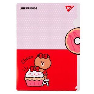 Папка-уголок Line Friends Choco, А4, 22,5х31 см, пластиковая, с клапаном, Yes