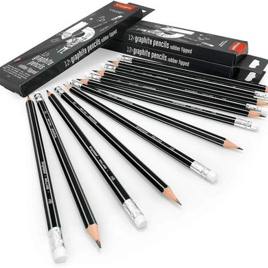 Набір графітових олівців, НВ з гумкою, 12 штук, Bruynzeel