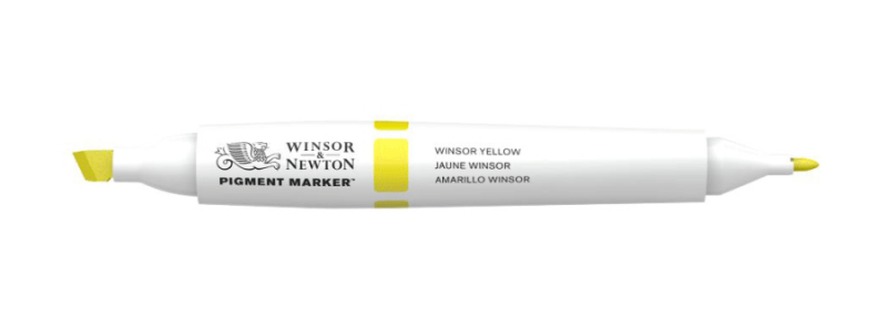 Маркер двосторонній, Pigment marker, (730) Жовтий Вінзор, Winsor & Newton