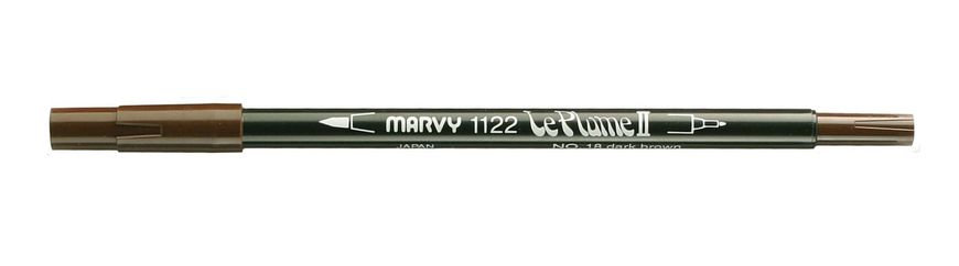 Маркер для бумаги, Коричневый темный, двусторонний, 0,75 мм, 1-6 мм, 1122 Le Plume II, Marvy
