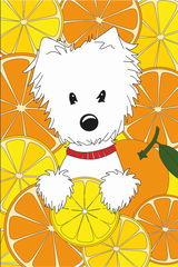 Полотно на картоні з контуром, Собака в апельсинах, 20x30 см, бавовна, акрил, Rosa Start