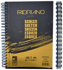 Альбом для ескізів на спіралі Schizzi Sketch А4, 21х29,7 см, 90 г/м2, 120 аркушів, Fabriano