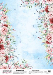 Веллум з малюнком Peony Garden Blue, А3, 29,7х42 см, 90 г/м&sup2;, аркуш, Fabrika Decoru