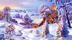 Алмазна мозаїка Зимовий пейзаж 70х40 см