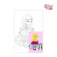 Холст на картоне с контуром, Мультфильм №29 Девочка с собачкой, 20x30 см, хлопок, акрил, Rosa START