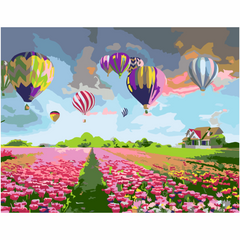 Картина по номерам Воздушные шары и мельница, 35х45см, ROSA START