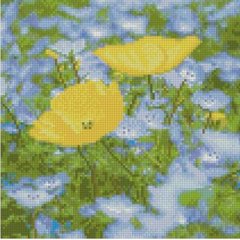 Алмазная мозаика Strateg ПРЕМИУМ Желто-голубое поле 30х30 см CA-0040