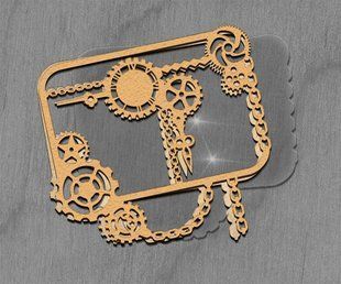 Заготовка для мега шейкера Квадратна рамка Шестерінки, 20x20 см, крафт, Fabrika Decoru