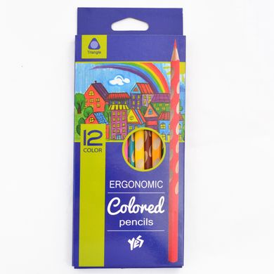 Набор цветных карандашей Ergonomic, 12 цветов, YES