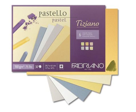 Альбом-склейка для пастели Tiziano A4, 21х29,7 см, 160 г/м2, 30 листов, теплые цвета, Fabriano