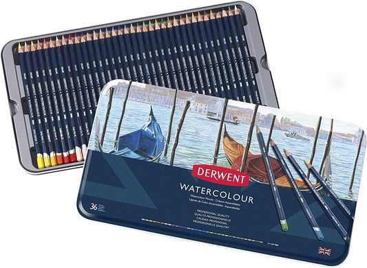 Набір акварельних олівців Watercolour, 36 штуки, металева коробка, Derwent
