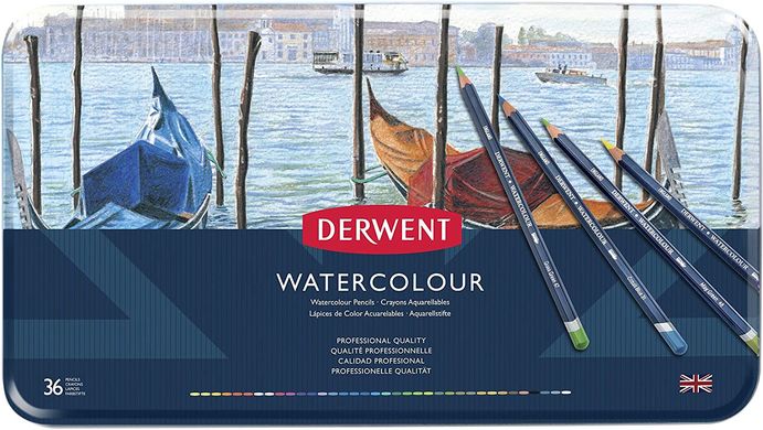 Набір акварельних олівців Watercolour, 36 штуки, металева коробка, Derwent