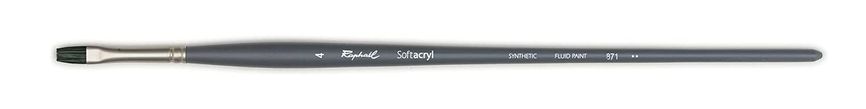 Кисть синтетика плоская Raphaël Softacryl 871, №4, длинная ручка