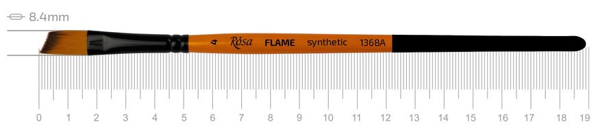 Кисть Flame 1368A, №4, cинтетика, угловая, короткая ручка, Rosa