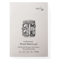 Альбом-склейка для рисунка Authentic Bristol А4, 21х29,7 см, 185 г/м2, белый, 50 листов, Smiltainis