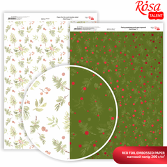 Бумага дизайнерская Red Drops №1, А4, 21x29,7 см, 200г/м², двусторонняя, матовая, с тиснением, ROSA TALENT