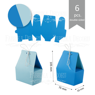 Набір картонних заготовок для пакування подарунків №004, Blue-light blue, 10,5х7,5х4,3 см, 6 штук, Fabrika Decoru