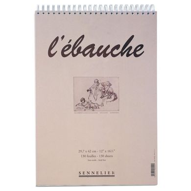 Блокнот на спіралі для ескізів та начерків Sennelier Ebauche, 130 аркушів, 90 г/м², 16х24 см