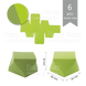 Набір картонних заготовок для пакування подарунків №009, Lime green-olive, 5,2х6,5х6,5 см, 6 штук, Fabrika Decoru PM-FDPF-009-4-FD зображення 1 з 2