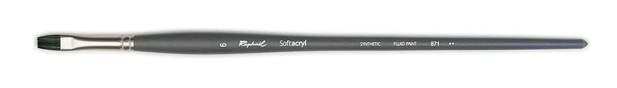 Кисть синтетика плоская Raphaël Softacryl 871, №6, длинная ручка