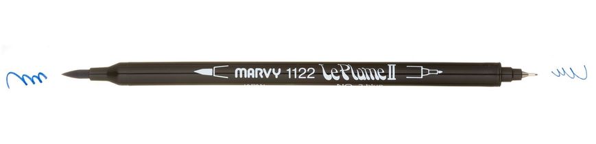 Маркер для бумаги, Голубой, двусторонний, 0,75 мм, 1-6 мм, 1122 Le Plume II, Marvy
