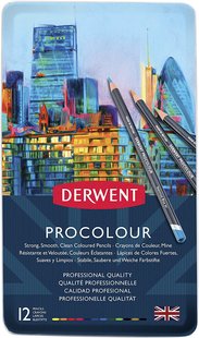 Набір кольорових олівців Procolour, металева коробка, 12 штук, Derwent