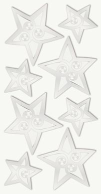 Набір наклейок для декору Срібні зірки, 7,5х16,5 см, 8 штук, Heyda