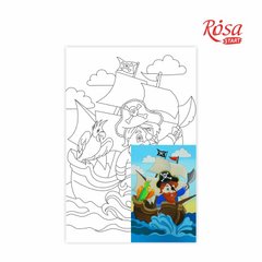 Холст на картоне с контуром, Мультфильм №31 Пират на корабле, 20x30 см, хлопок, акрил, Rosa START