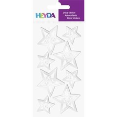 Набір наклейок для декору Срібні зірки, 7,5х16,5 см, 8 штук, Heyda