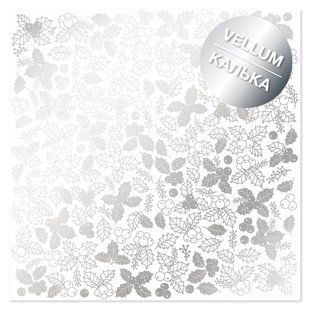 Веллум зі срібним візерунком Silver Winterberries, 29,7х30,5 см, 90 г/м&sup2;, аркуш, Fabrika Decoru