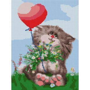 Алмазная мозаика SANTI Котик с шариком, 30x40 см, на подрамнике