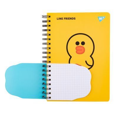 Блокнот Line Friends Sally 2в1, В5+В7, 80+20 листов, двойная спираль, клетка, YES