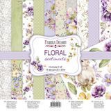 Набір паперу для скрапбукінгу Floral sentiments, 20x20 см, 200 г/м&sup2;, двосторонній, 10 аркушів, Fabrika Decoru