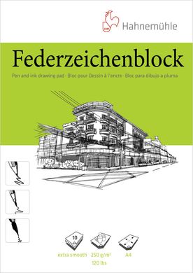 Альбом для малювання Pen Federzeichenblock А4, 21х29,7 см, 250 г/м², 10 аркушів, Hahnemuhle