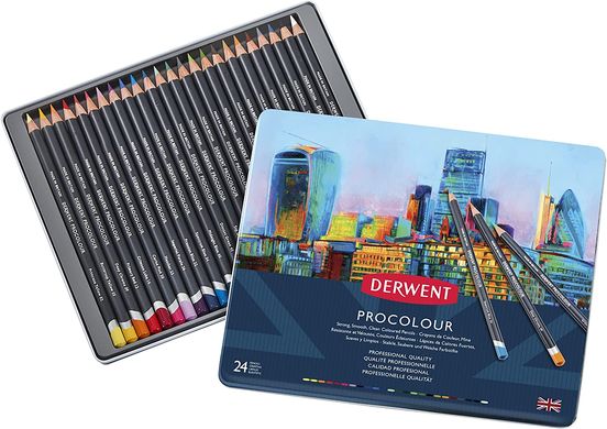 Набор цветных карандашей Procolour, металлическая коробка, 24 штуки, Derwent