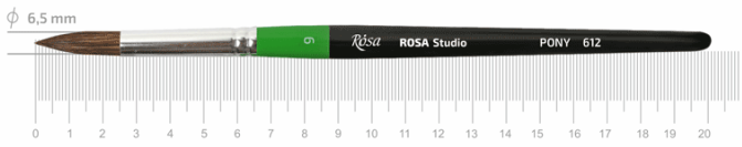 Кисть 612, №9, пони круглая, короткая ручка, Rosa Studio