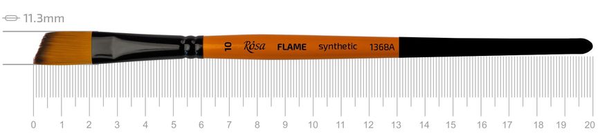 Пензель Flame 1368A, №10, cинтетика, кутовий, коротка ручка, Rosa