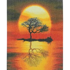 Алмазна мозаїка Strateg ПРЕМІУМ Дерево на заході сонця 40х50 см D0056