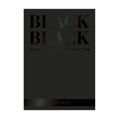 Склейка-блок mixed media Black Black (20x20 см), 300г/м2, 20л, чорний, гладкий, Fabriano