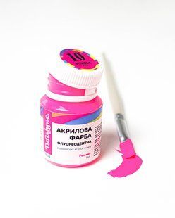 Фарба акрилова флуоресцентна, Рожева, 20 мл, Brushme
