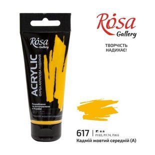 Краска акриловая, Кадмий желтый средний, 60 мл, ROSA Gallery
